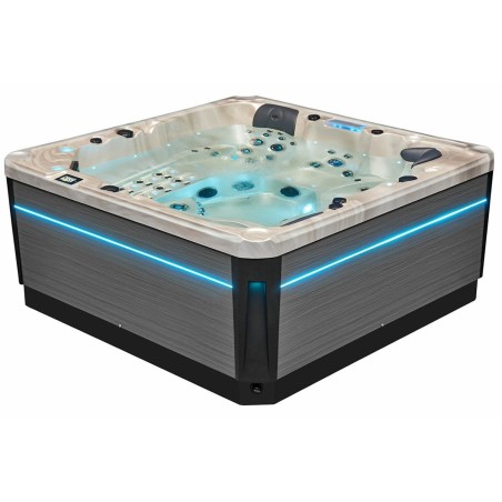 Spa Floride PREMIUM - 5 places - couleur perle - vue de coté - leds allumées