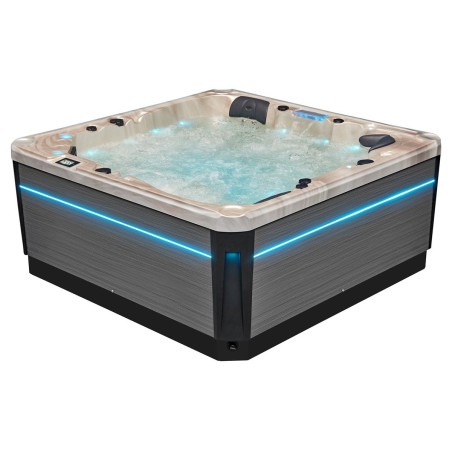 Spa Floride PREMIUM - 5 places - couleur perle - vue de coté - leds allumées