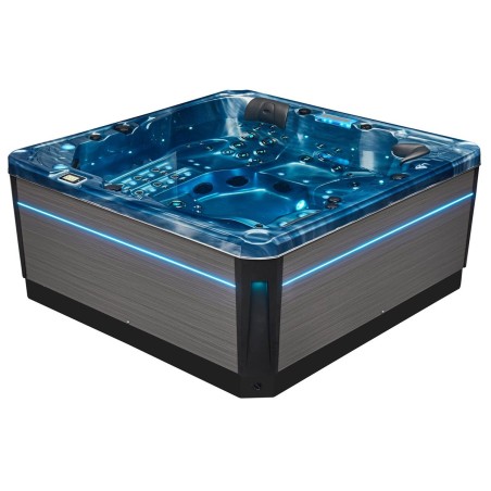 Spa Floride PREMIUM - 5 places - couleur bleue - vue de coté - leds allumées