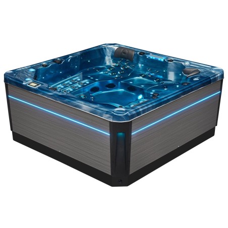 Spa Floride PREMIUM - 5 places - couleur bleue - vue de coté - leds allumées